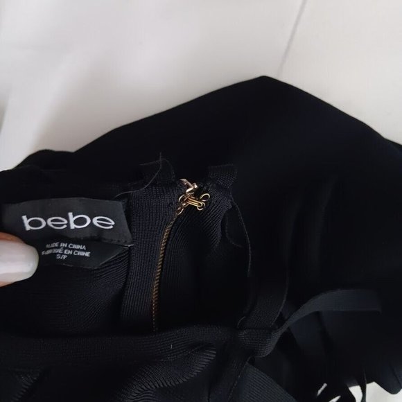 y2k BeBe Bandage dress Black SMALL Mini Strappy Exposed Zip Party Dress - Picture 10 of 11